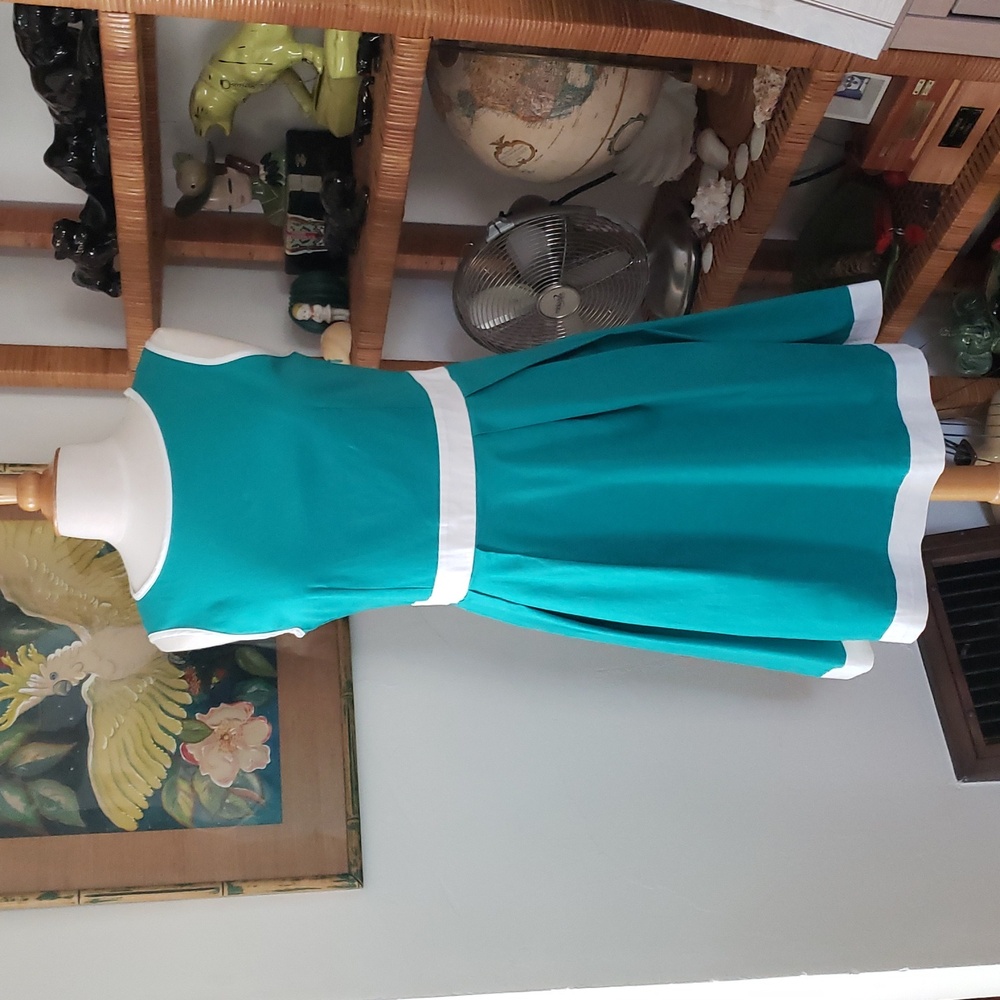 Nadine Milano Teal & White Shift Dress Size 12 - Picture 11 of 11